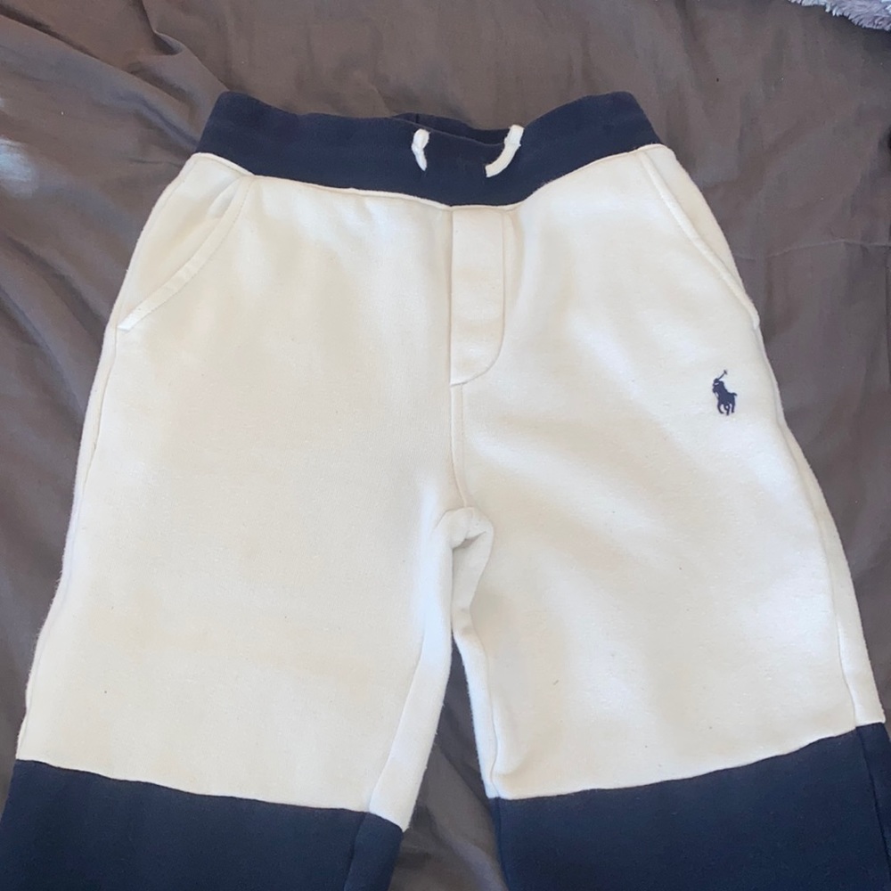 Boys polo sweatsuit navy blue, white, and royal blue